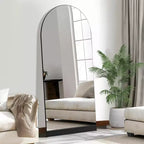 Wooden base stripe right angle arch black full-length mirror 180x80x2cm (no stand)