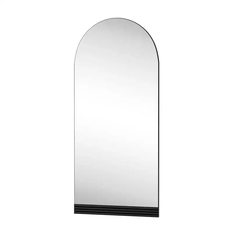 Wooden base stripe right angle arch black full-length mirror 180x80x2cm (no stand)