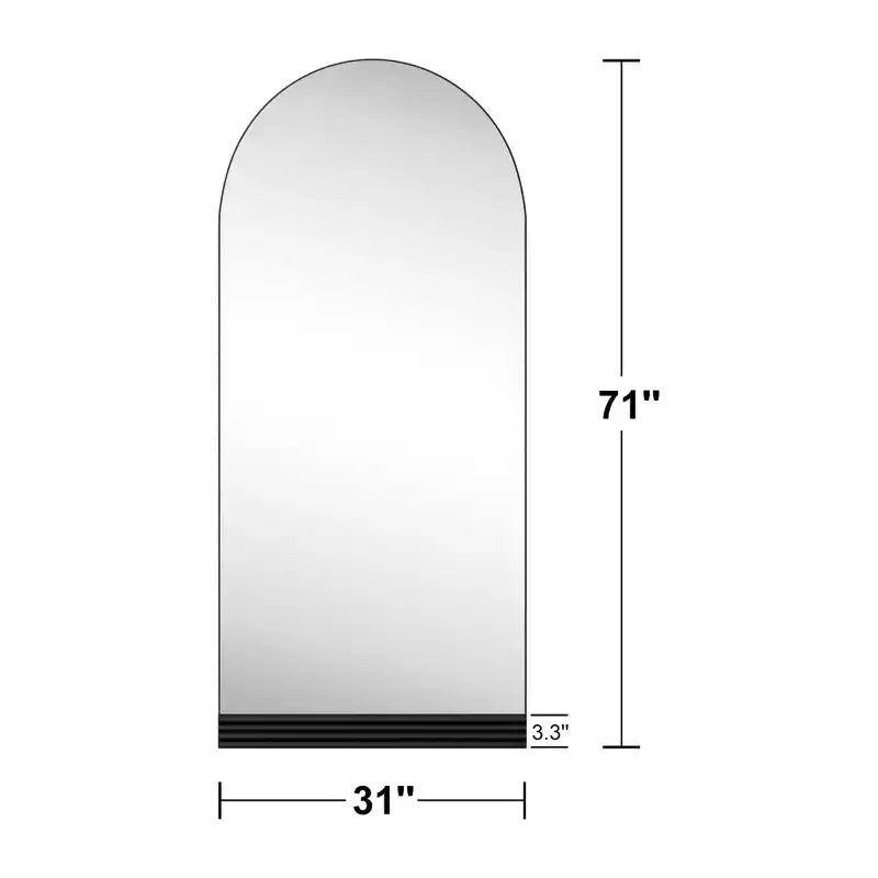 Wooden base stripe right angle arch black full-length mirror 180x80x2cm (no stand)