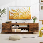 Costway TV Stand for 70 TVs Modern Entertain Center with Power Outlet & 2 Cable Holes Brown/Black