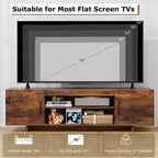 Costway TV Stand for 70 TVs Modern Entertain Center with Power Outlet & 2 Cable Holes Brown/Black