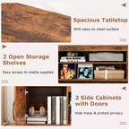 Costway TV Stand for 70 TVs Modern Entertain Center with Power Outlet & 2 Cable Holes Brown/Black