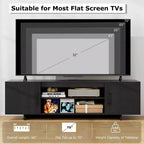 Costway TV Stand for 70 TVs Modern Entertain Center with Power Outlet & 2 Cable Holes Brown/Black