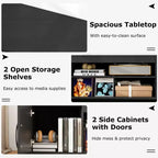 Costway TV Stand for 70 TVs Modern Entertain Center with Power Outlet & 2 Cable Holes Brown/Black