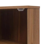 MAYEERTY Walnut Corner Cabinet with Rattan-Door, Freestanding Storage for Living Room Small Spaces