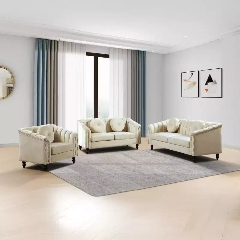AndMakers 3-Piece Microfiber Living Room Set