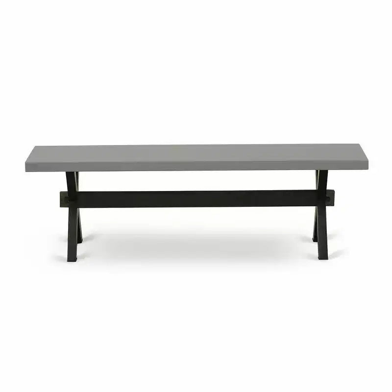 HomeStock X-Style Modern Dining Room Bench with Wood Seat, 60x15x18 Inch, Black/Gray