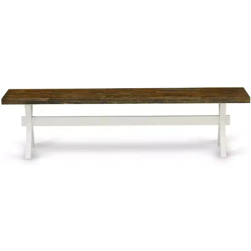 HomeStock X-Style Modern Dining Room Bench with Wood Seat, 60x15x18 Inch, Black/Gray