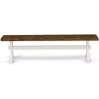 HomeStock X-Style Modern Dining Room Bench with Wood Seat, 60x15x18 Inch, Black/Gray