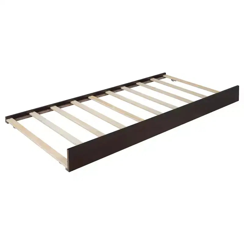 Queen Size Storage Platform Bed with 2 Big Drawers, T-XL Size Trundle and PU Upholstered Backrest, White/Walnut-ModernLuxe