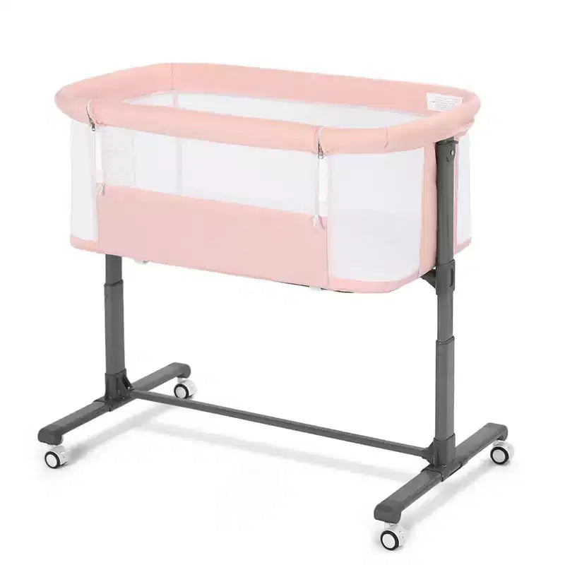 Kinder King Portable Baby Bassinet with Wheels, All-Mesh Bedside Sleeper, Newborn Crib with Removable Soft Mattress