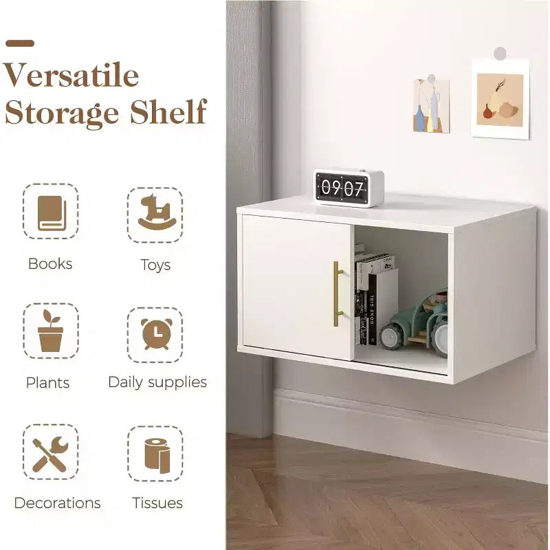 Heynemo Cube Storage Organizer with Sliding Door, Stackable Bookshelf, Wooden Modular Cubby Storage System