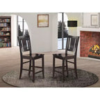 HomeStock Buckland Wood Seat Counter Height Stools Mahogany Finish Set of 2