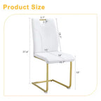 Set of 6 White PU Dining Chairs with Gold Metal Legs - Elegant & Versatile