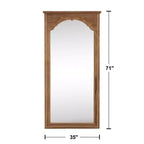 Solid Wood Full-Length Mirror with Cherry Blossom Carving - 180x90x4cm (Stand Not Included)