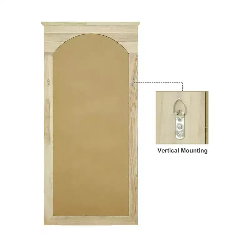 Solid Wood Full-Length Mirror with Cherry Blossom Carving - 180x90x4cm (Stand Not Included)