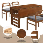 ModernLuxe 5 PCS Extendable Dining Table Set for 4, Dining Set Dinette Kitchen Table Set with Drop Leaves, Storage Shelf, 4 Upholstered Chairs