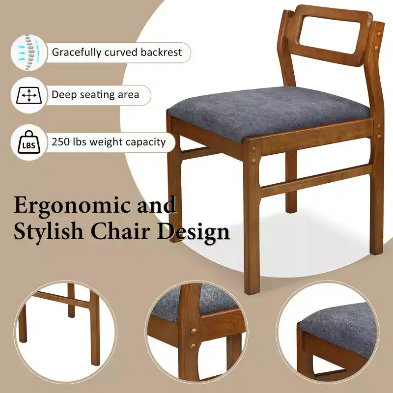 ModernLuxe 5 PCS Extendable Dining Table Set for 4, Dining Set Dinette Kitchen Table Set with Drop Leaves, Storage Shelf, 4 Upholstered Chairs