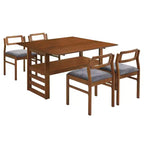 ModernLuxe 5 PCS Extendable Dining Table Set for 4, Dining Set Dinette Kitchen Table Set with Drop Leaves, Storage Shelf, 4 Upholstered Chairs