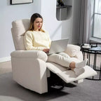 HOMCOM Swivel Rocker Recliner Chair, Wide Rocking Sofa with Pocket Spring, Footrest, Fabric Overstuffed Reclining Chair, Quick Assembly