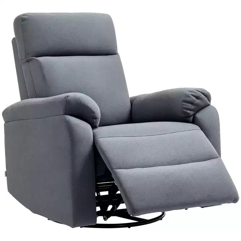 HOMCOM Swivel Rocker Recliner Chair, Wide Rocking Sofa with Pocket Spring, Footrest, Fabric Overstuffed Reclining Chair, Quick Assembly