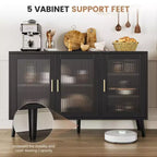 Sideboard Buffet Cabinet, 47.6 Black Buffet Cabinet, Modern Sideboard Kitchen Cabinet with Glass Door and Removable Shelves