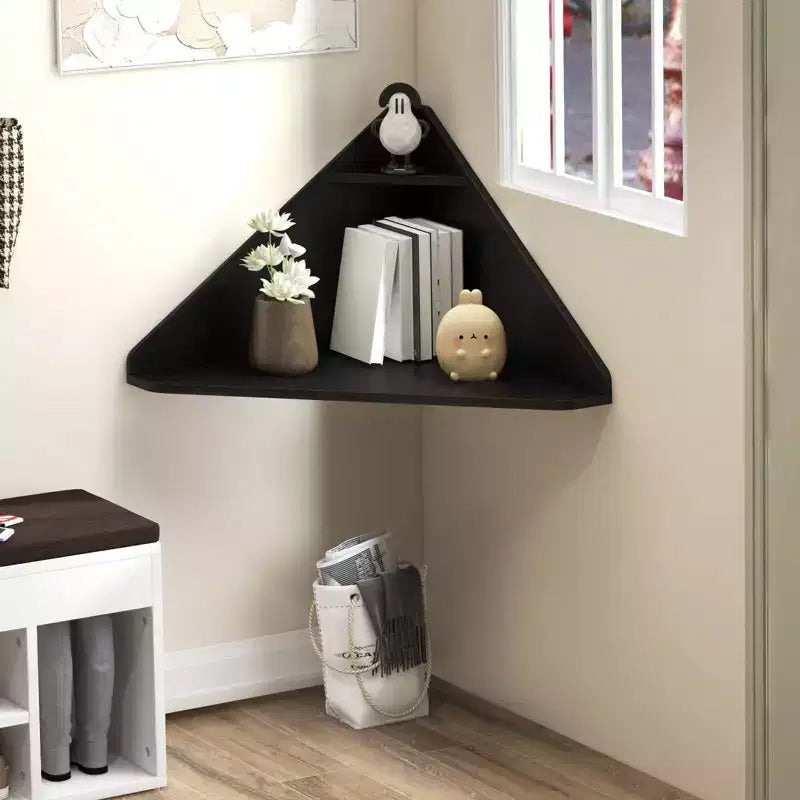 Costway Floating Corner Computer Desk Wall-mounted Study Writing Desk with Storage Shelf White/Black
