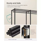 Ink Black Heavy - Duty Clothing Rack - Adjustable Storage Shelves, Hanging Rails, Hooks. Freestanding Portable Wardrobe Closet Rack