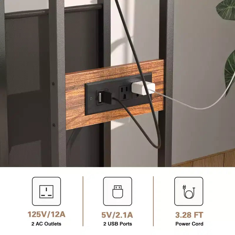 VECELO Nesting Coffee Table Set of 2, Adjustable Tables for Living Room, Nesting Table Set with USB Ports & Wheels, Brown