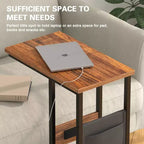 VECELO Nesting Coffee Table Set of 2, Adjustable Tables for Living Room, Nesting Table Set with USB Ports & Wheels, Brown