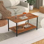 VECELO Nesting Coffee Table Set of 2, Adjustable Tables for Living Room, Nesting Table Set with USB Ports & Wheels, Brown