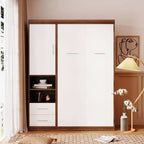 Whisen Full Size Murphy Bed Wall Bed, Folded into a Cabinet with Shelves