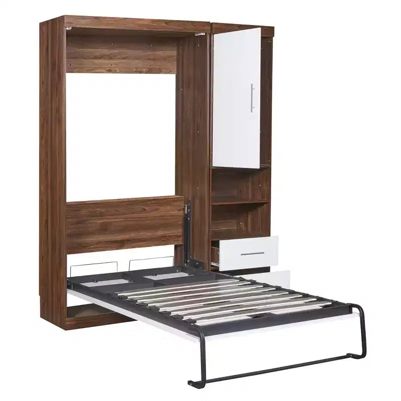 Whisen Full Size Murphy Bed Wall Bed, Folded into a Cabinet with Shelves