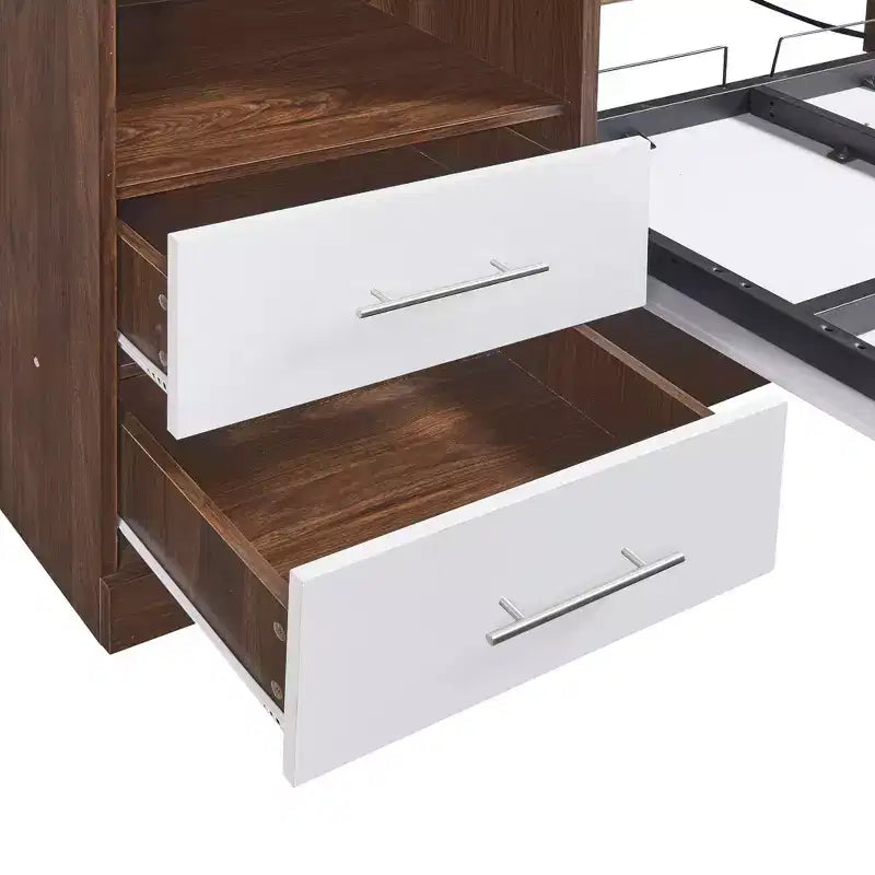 Whisen Full Size Murphy Bed Wall Bed, Folded into a Cabinet with Shelves