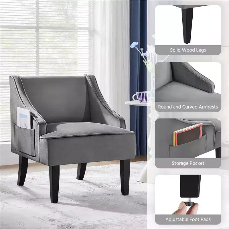 Yaheetech Set of 2 Modern Velvet Accent Chair for Living Room Bedroom