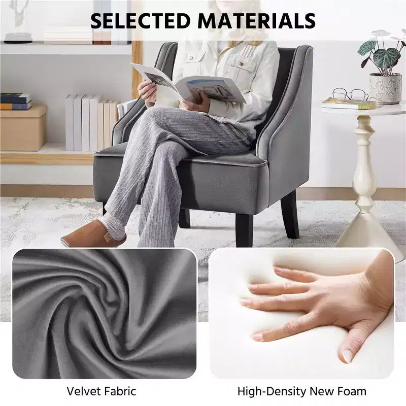 Yaheetech Set of 2 Modern Velvet Accent Chair for Living Room Bedroom