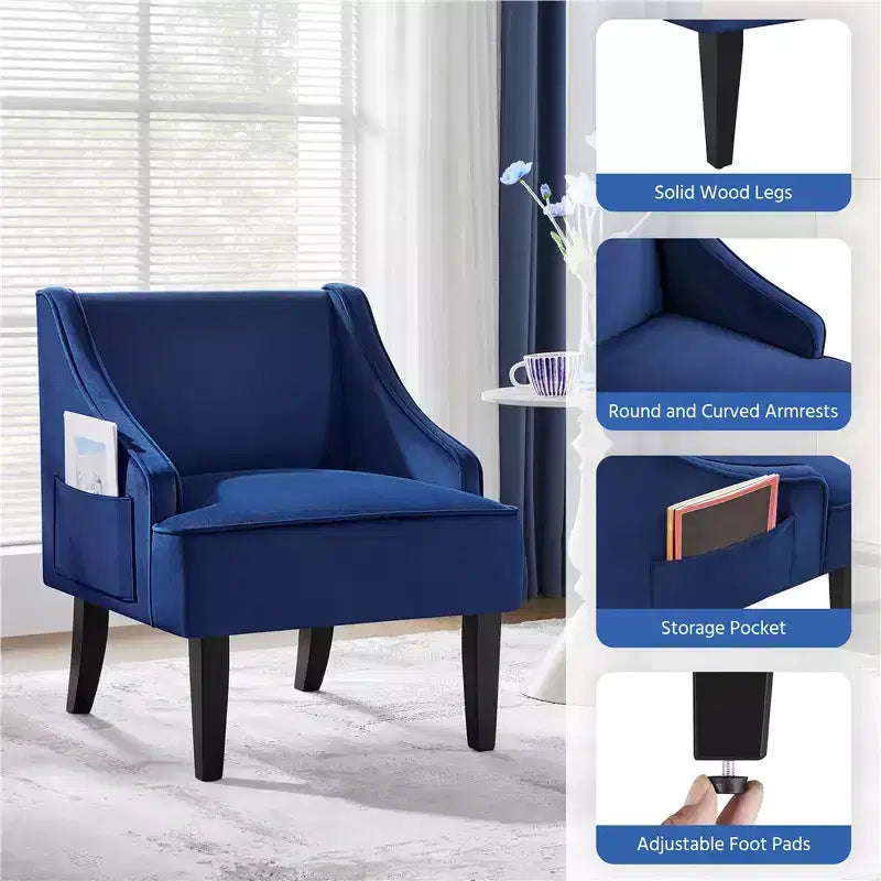 Yaheetech Set of 2 Modern Velvet Accent Chair for Living Room Bedroom