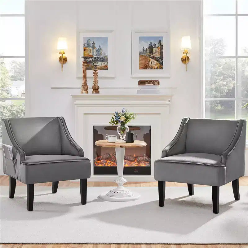 Yaheetech Set of 2 Modern Velvet Accent Chair for Living Room Bedroom