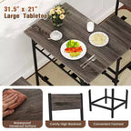 Costway 3-Piece Wood Rectangular Table & Chair Set Dining Table Set with Metal Frame Brown/Gray