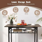 Costway 3-Piece Wood Rectangular Table & Chair Set Dining Table Set with Metal Frame Brown/Gray