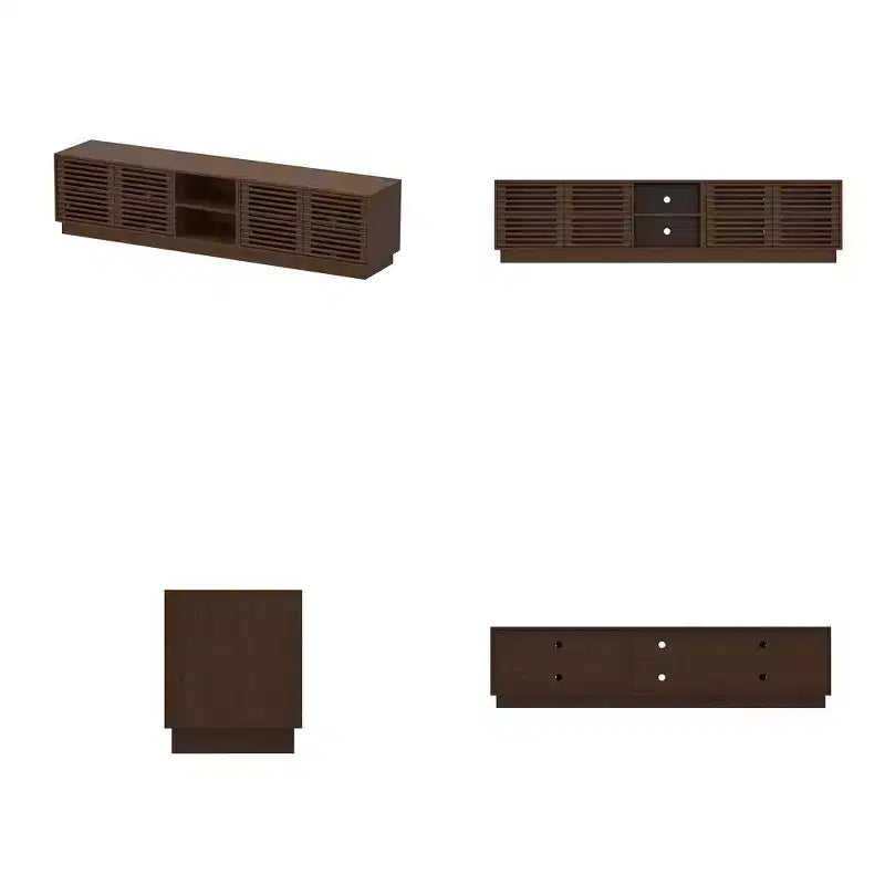 Famapy Rustic Brown Slatted - Door TV Stand Entertainment Center Media Console with Ample Storage