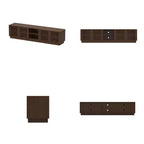 Famapy Rustic Brown Slatted - Door TV Stand Entertainment Center Media Console with Ample Storage