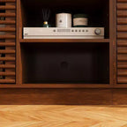 Famapy Rustic Brown Slatted - Door TV Stand Entertainment Center Media Console with Ample Storage