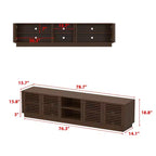 Famapy Rustic Brown Slatted - Door TV Stand Entertainment Center Media Console with Ample Storage