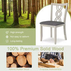 VECELO Rustic Wooden Dining Chairs, Rubber Wood Kitchen Chairs with Padded Seat & Elegant Hollowed Backrest, Gray