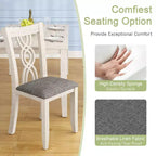 VECELO Rustic Wooden Dining Chairs, Rubber Wood Kitchen Chairs with Padded Seat & Elegant Hollowed Backrest, Gray