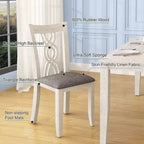 VECELO Rustic Wooden Dining Chairs, Rubber Wood Kitchen Chairs with Padded Seat & Elegant Hollowed Backrest, Gray