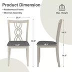 VECELO Rustic Wooden Dining Chairs, Rubber Wood Kitchen Chairs with Padded Seat & Elegant Hollowed Backrest, Gray