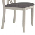 VECELO Rustic Wooden Dining Chairs, Rubber Wood Kitchen Chairs with Padded Seat & Elegant Hollowed Backrest, Gray