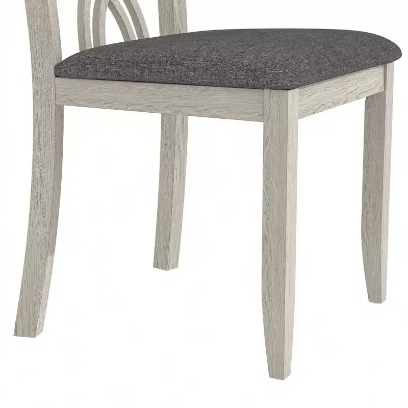 VECELO Rustic Wooden Dining Chairs, Rubber Wood Kitchen Chairs with Padded Seat & Elegant Hollowed Backrest, Gray